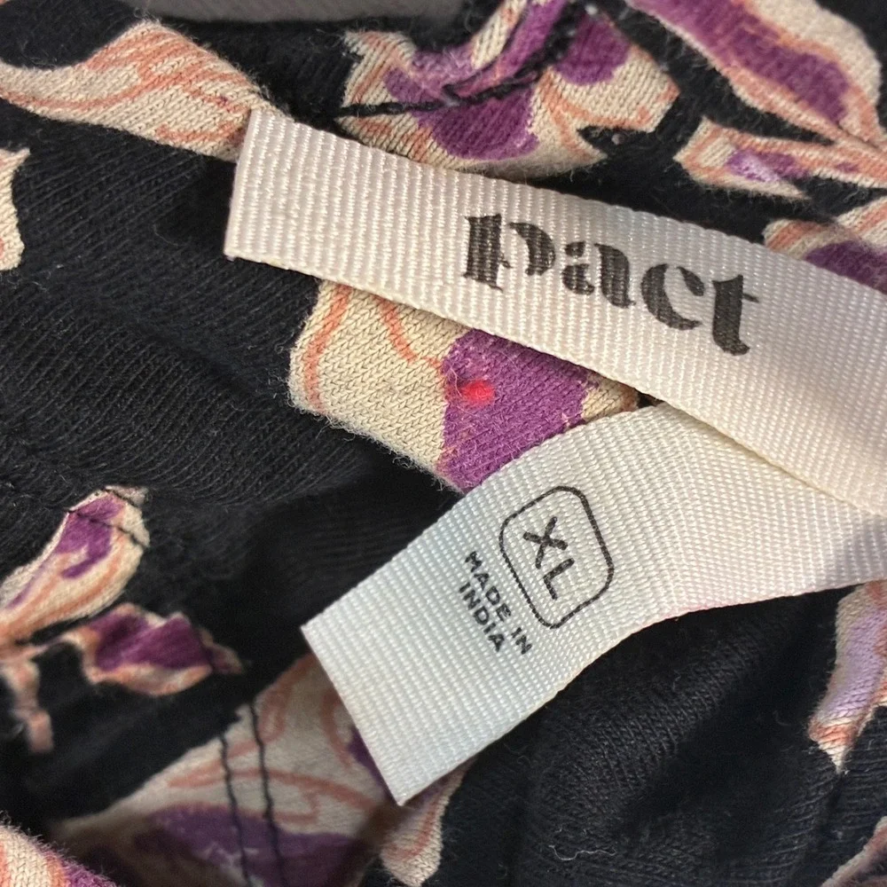 Pact Maxi Dress Organic Cotton Fit Flare Womens XL Black Floral Granola - Picture 4 of 13